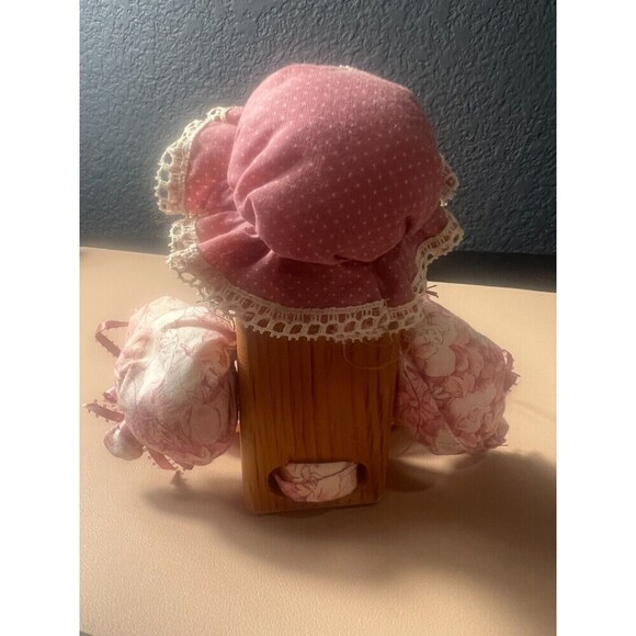 Vintage Handmade Wooden Rag Doll - Shabby Chic Country Decor Rustic Farmhouse - Picture 2 of 2